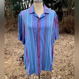 Vintage Style Stripe Bowling Button-Up